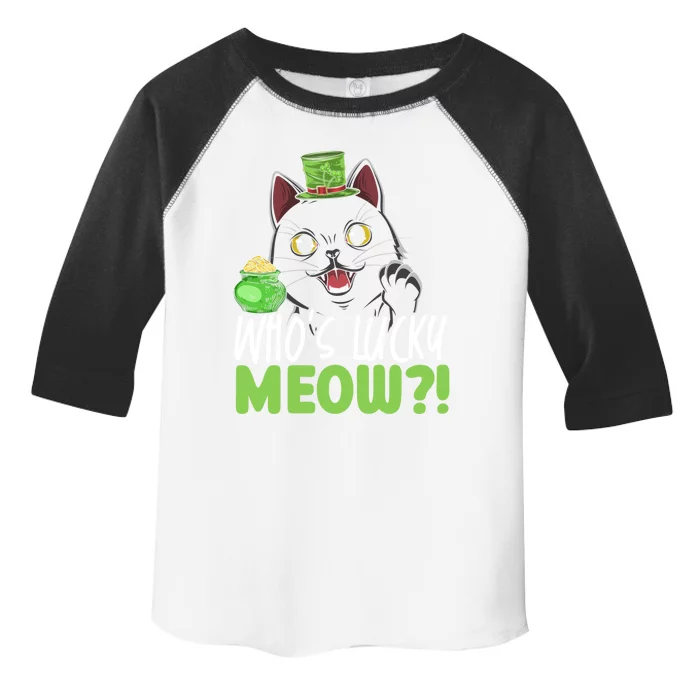 Who's Lucky Meow Irish Cat Lover Saint Patricks Day Gift Toddler Fine Jersey T-Shirt