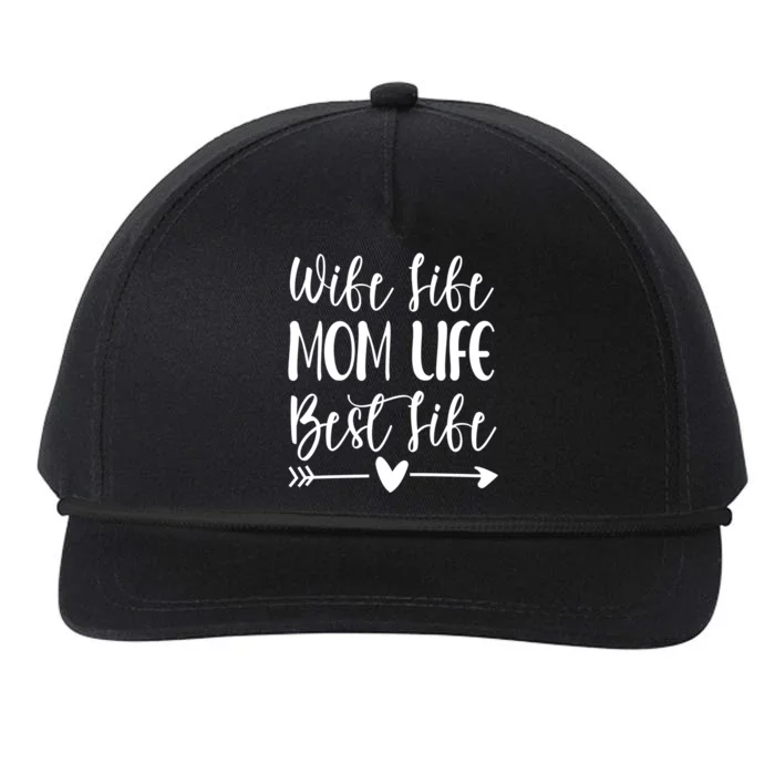 Wife Life Mom Life Best Life Great Gift Wife Mom Boss Mom Life Funny Gift Snapback Five-Panel Rope Hat