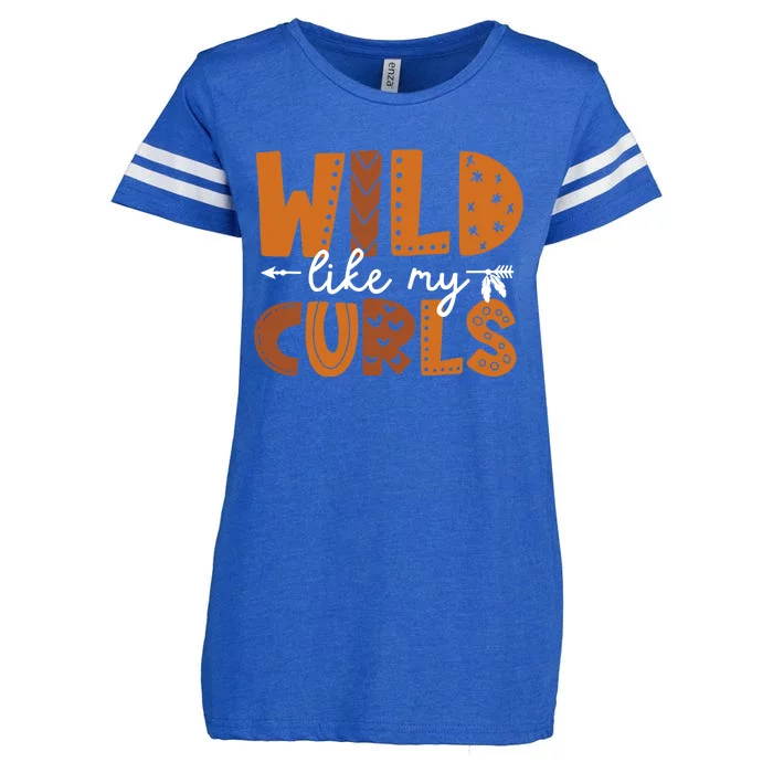 Wild Like My Curls Toddler Girls Funny Curly Hair Enza Ladies Jersey Football T-Shirt