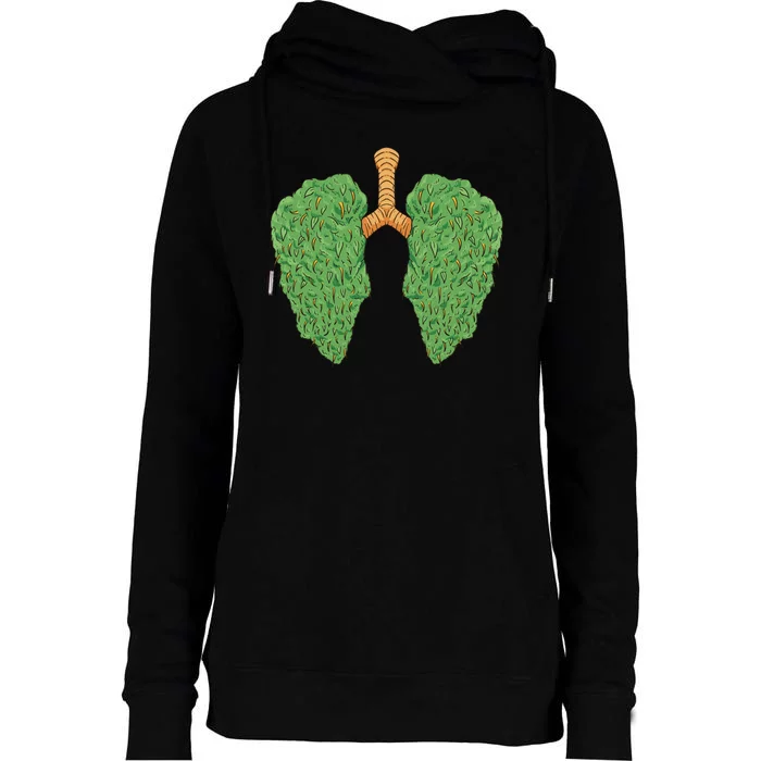 Weed Lung Marijuana Funny Womens Funnel Neck Pullover Hood