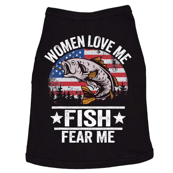 Women Love Me Fish Fear Me Men Vintage Funny Bass Fishing Doggie Tank