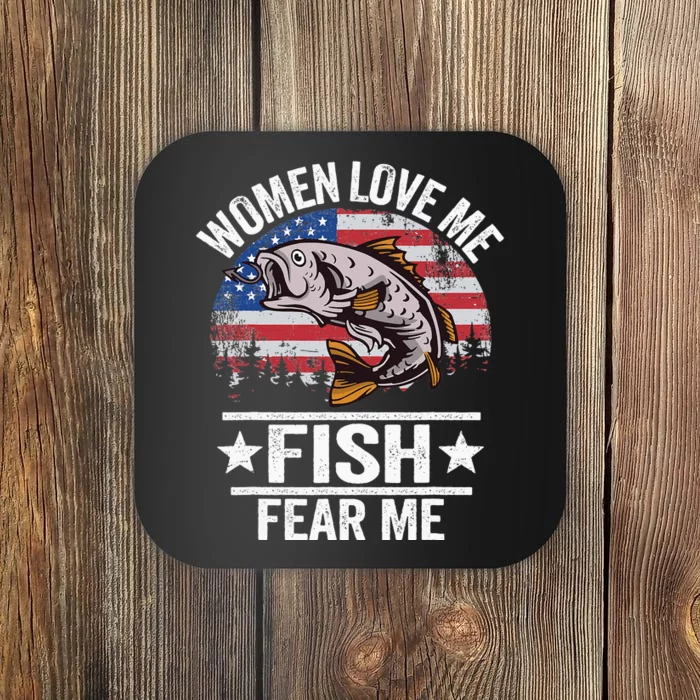 Women Love Me Fish Fear Me Men Vintage Funny Bass Fishing Coaster