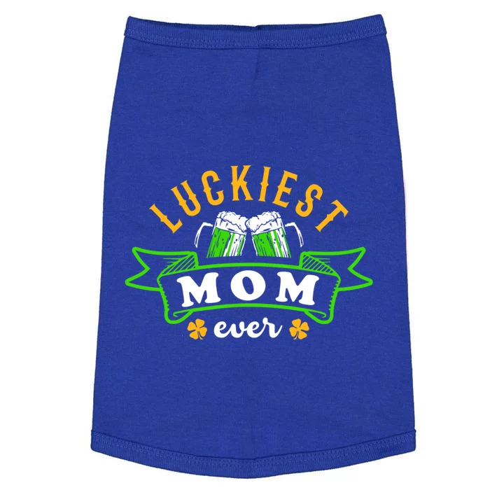 Wo's Luckiest Mom Ever Saint Patrick's Day Shamrock Irish Gift Doggie Tank