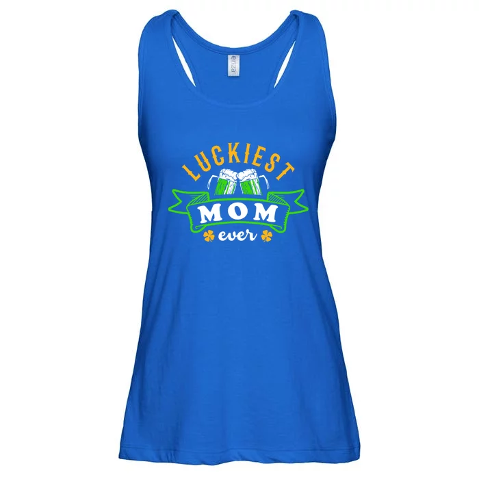 Wo's Luckiest Mom Ever Saint Patrick's Day Shamrock Irish Gift Ladies Essential Flowy Tank