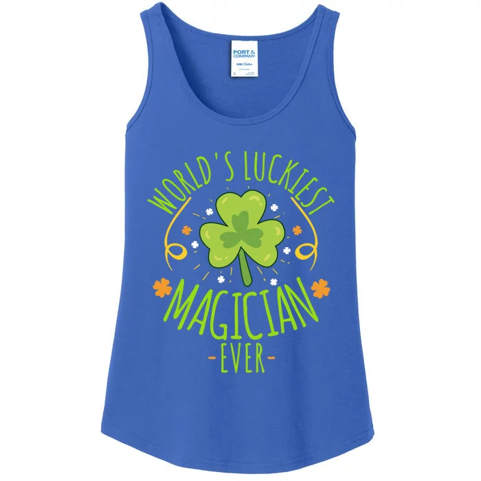 World's Luckiest Magician Ever Funny St Patrick Day Irish Gift Ladies Essential Tank