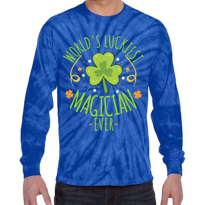 World's Luckiest Magician Ever Funny St Patrick Day Irish Gift Tie-Dye Long Sleeve Shirt