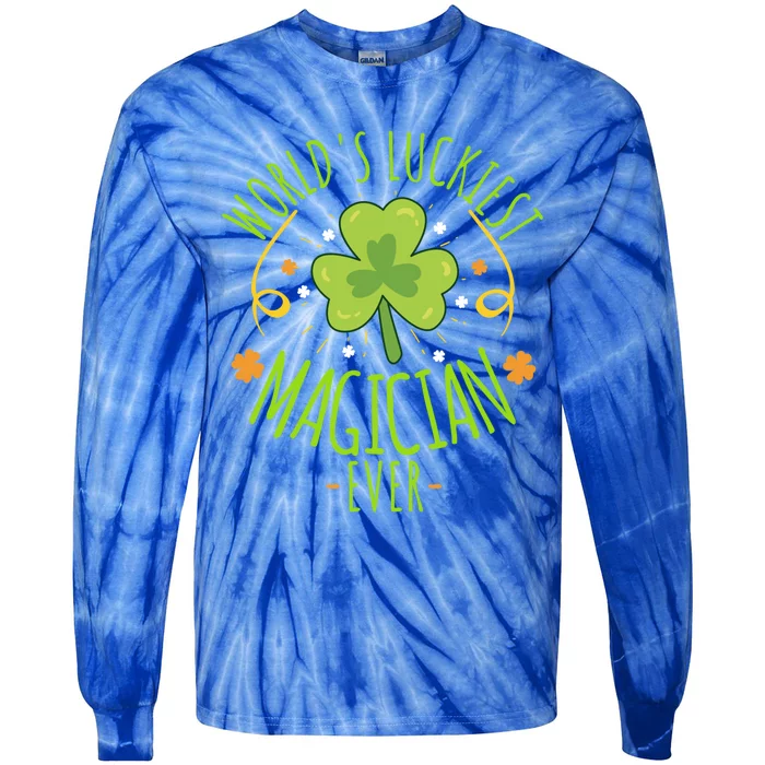 World's Luckiest Magician Ever Funny St Patrick Day Irish Gift Tie-Dye Long Sleeve Shirt