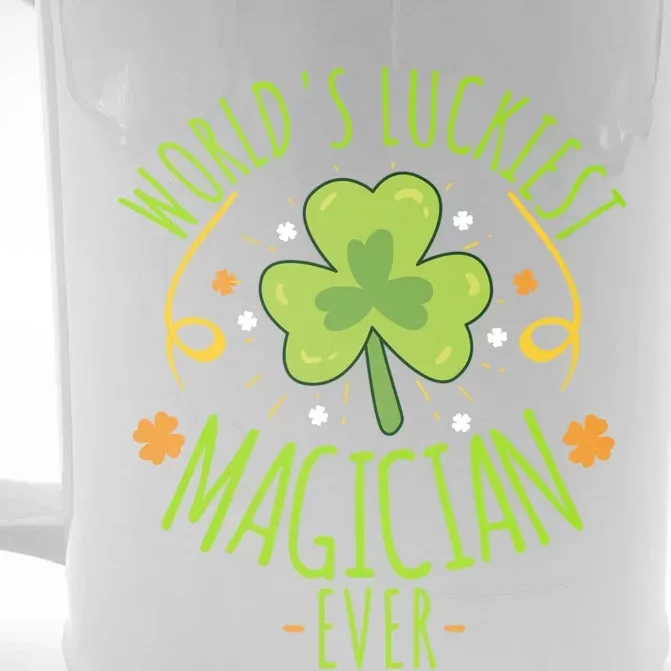 World's Luckiest Magician Ever Funny St Patrick Day Irish Gift Front & Back Beer Stein