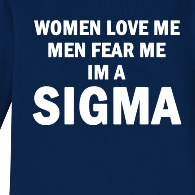 Wo Love Me Fear Me Im A Sigma Male Funny Gift Alpha Introvert Gift Baby Long Sleeve Bodysuit