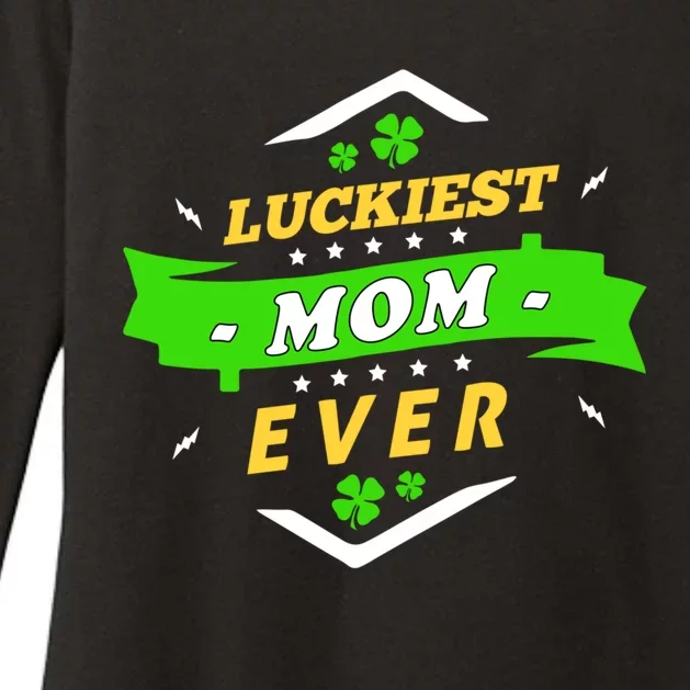 Wo's Luckiest Mom Ever Saint Patrick's Day Shamrock Irish Gift Womens CVC Long Sleeve Shirt