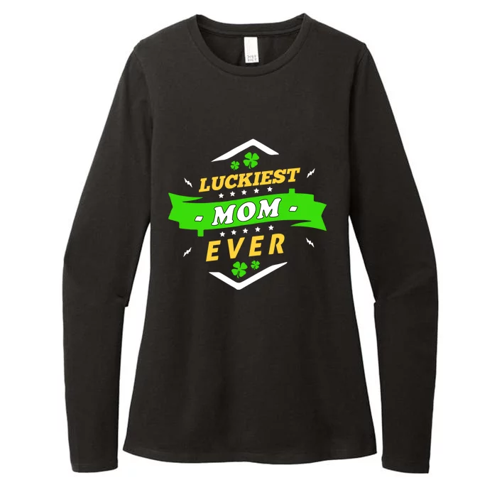 Wo's Luckiest Mom Ever Saint Patrick's Day Shamrock Irish Gift Womens CVC Long Sleeve Shirt