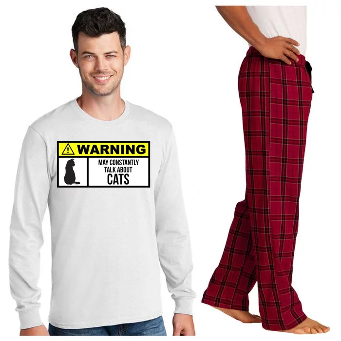 Warning Label May Constantly Talk About Cats Long Sleeve Pajama Set