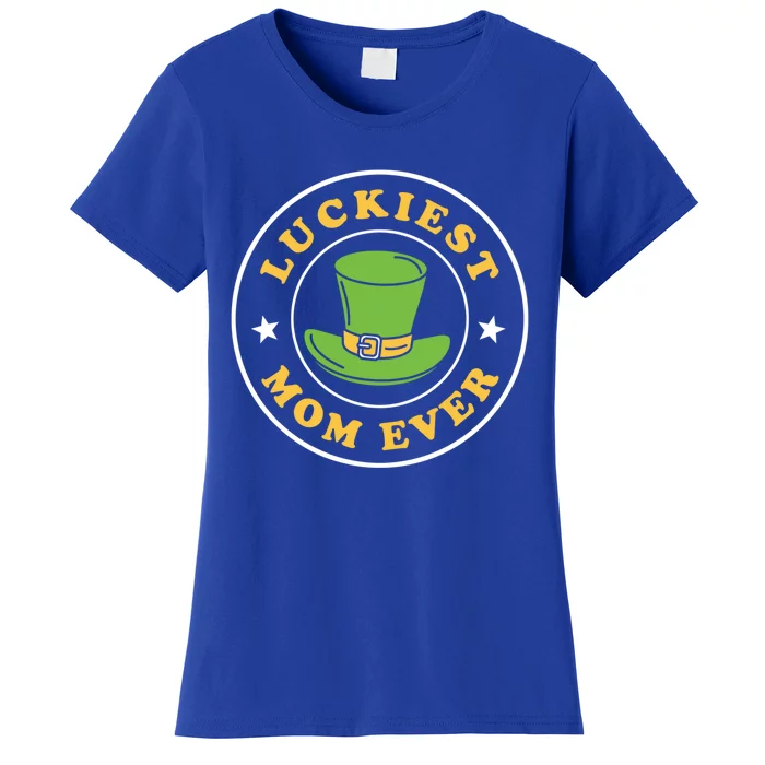 Wo's Luckiest Mom Ever Saint Patrick's Day Shamrock Irish Cool Gift Women's T-Shirt