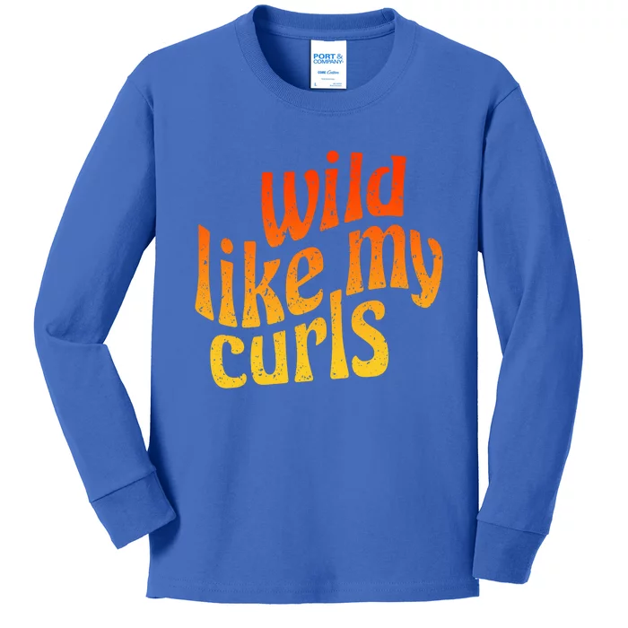 Wild Like My Curls / Cute Curly Hair Quote / 1960s Orange Gift Kids Long Sleeve Shirt