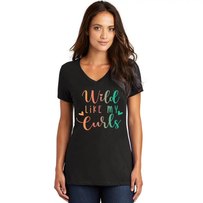 Wild Like My Curls Funny Curly Hair Le Tie Dye Women's V-Neck T-Shirt