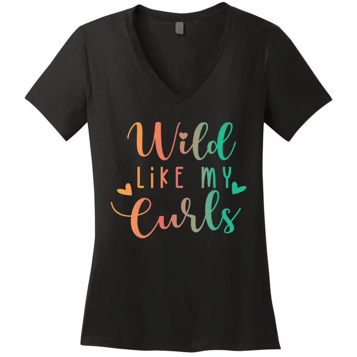 Wild Like My Curls Funny Curly Hair Le Tie Dye Women's V-Neck T-Shirt