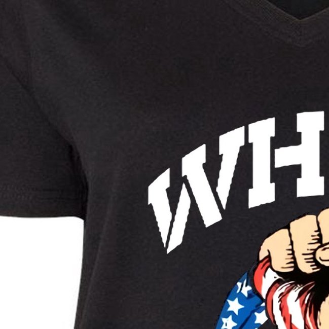 White Lives Matter Civil Rights Equality America Flag Women's V-Neck Plus Size T-Shirt