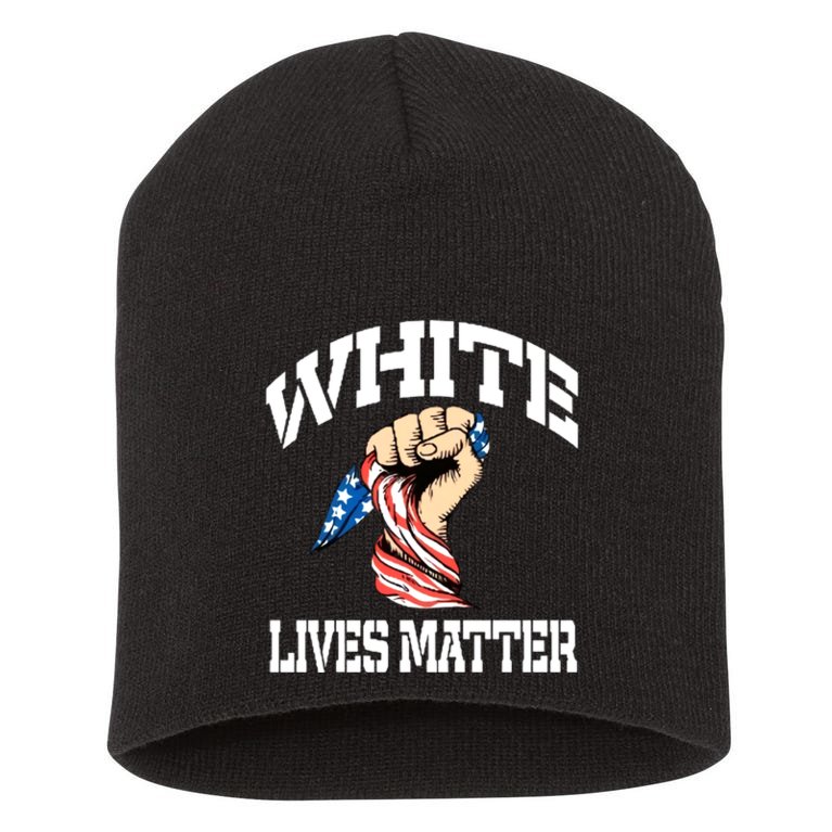 White Lives Matter Civil Rights Equality America Flag Short Acrylic Beanie