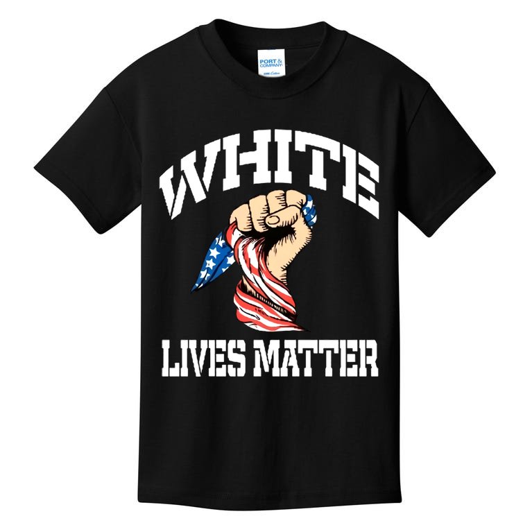White Lives Matter Civil Rights Equality America Flag Kids T-Shirt