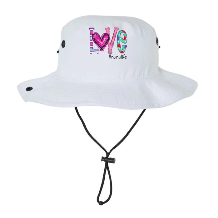 Womens Love Nana Life Of Hearts Valentine's Day Legacy Cool Fit Booney Bucket Hat