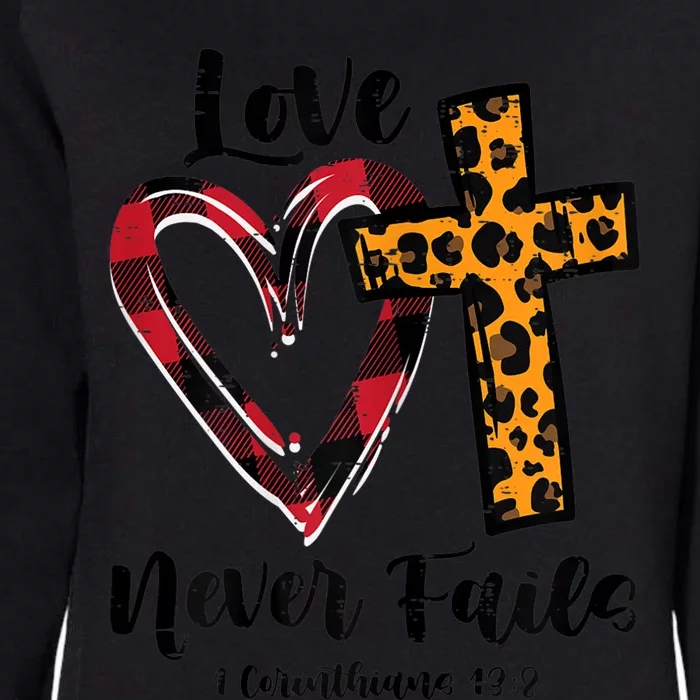 Wo Love Never Fail Bible Valentines Day Leopard Christian Cute Gift Womens California Wash Sweatshirt