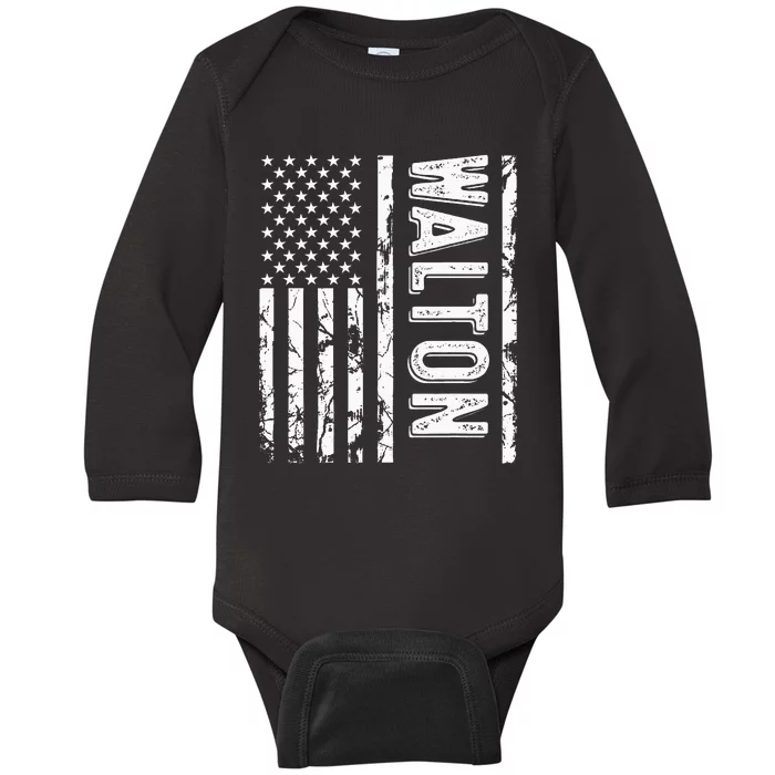 Walton Last Name Funny Surname Team Walton Family Reunion Baby Long Sleeve Bodysuit