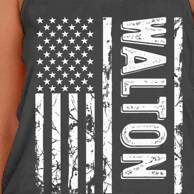 Walton Last Name Funny Surname Team Walton Family Reunion Women's Knotted Racerback Tank