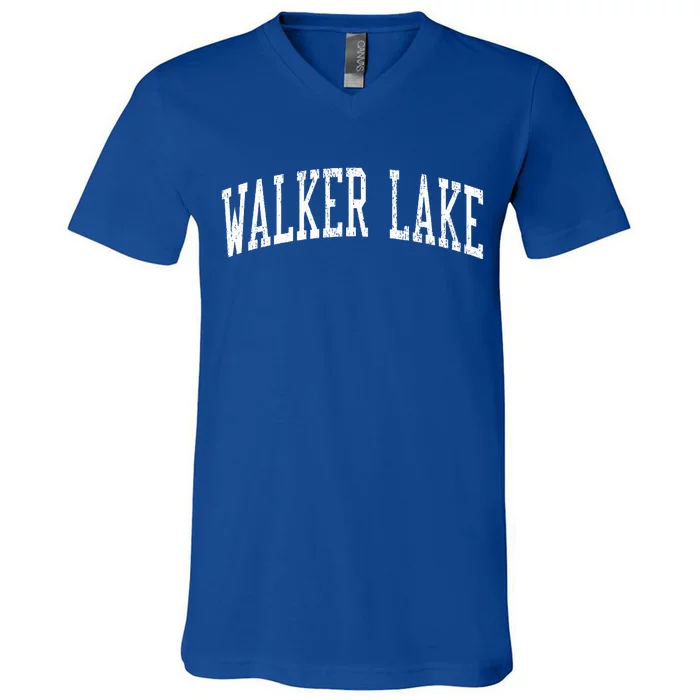 Walker Lake NV Vintage Athletic Sports JS02 V-Neck T-Shirt