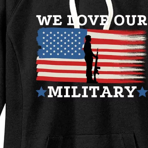 We Love Our Military American Flag Women's Fleece Hoodie