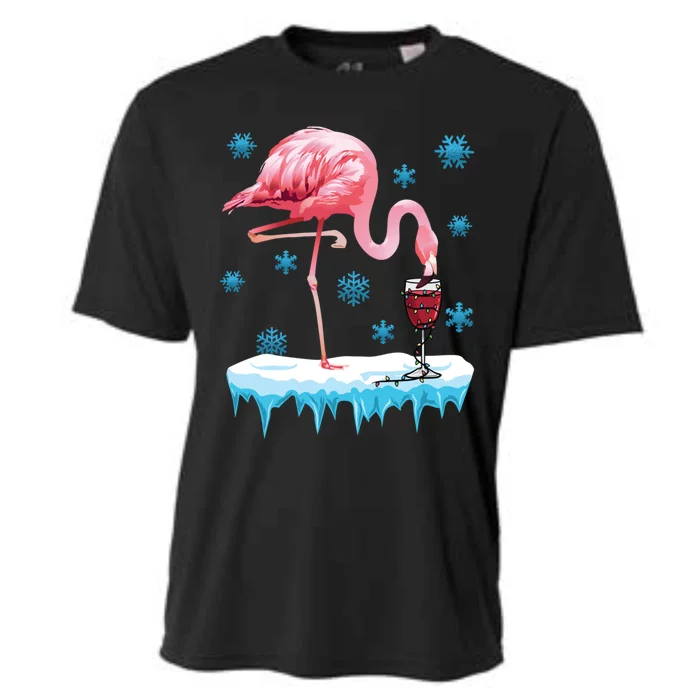 Wine LoverS Pink Flamingo Graphic Christmas Party Cute Ugly Gift Cooling Performance Crew T-Shirt