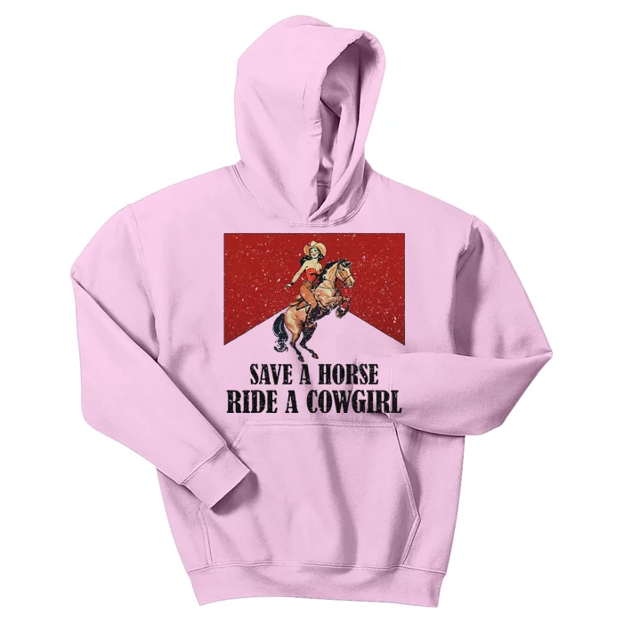 Western Lesbian Pride Save A Horse Ride A Cowgirl Kids Hoodie