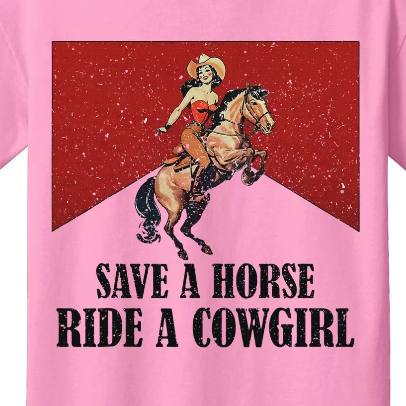 Western Lesbian Pride Save A Horse Ride A Cowgirl Kids T-Shirt