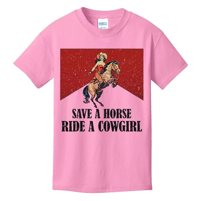 Western Lesbian Pride Save A Horse Ride A Cowgirl Kids T-Shirt