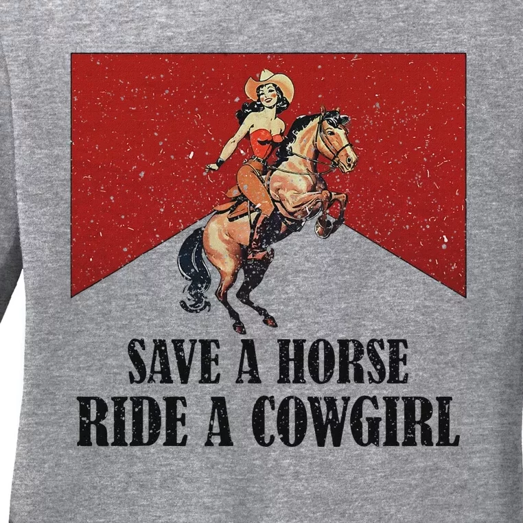 Western Lesbian Pride Save A Horse Ride A Cowgirl Ladies Long Sleeve Shirt