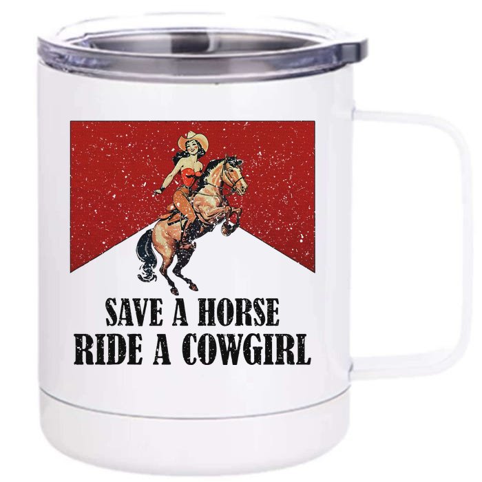 Western Lesbian Pride Save A Horse Ride A Cowgirl Front & Back 12oz Stainless Steel Tumbler Cup