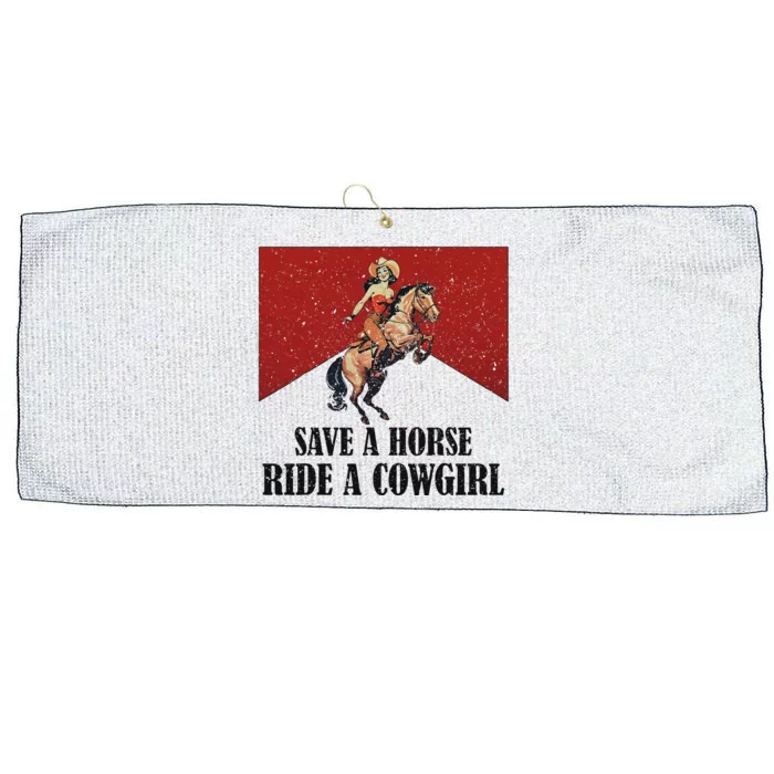 Western Lesbian Pride Save A Horse Ride A Cowgirl Large Microfiber Waffle Golf Towel