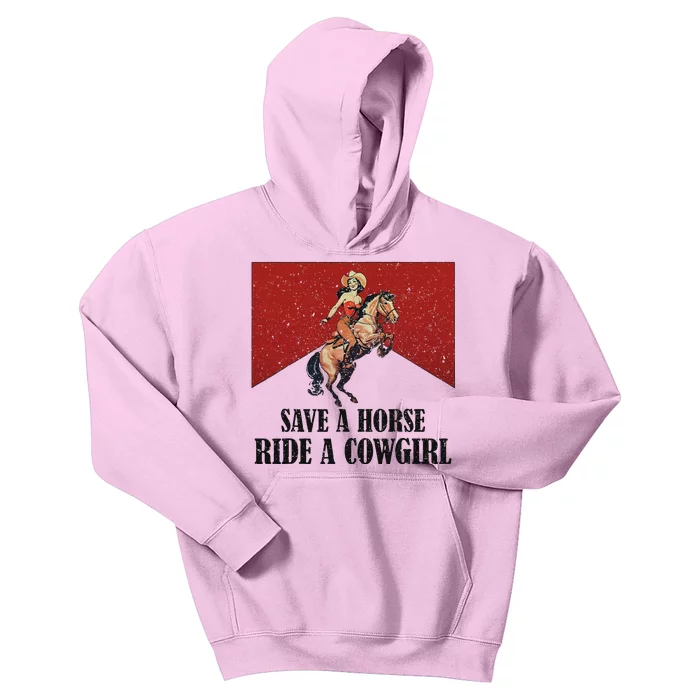 Western Lesbian Pride Save A Horse Ride A Cowgirl Kids Hoodie