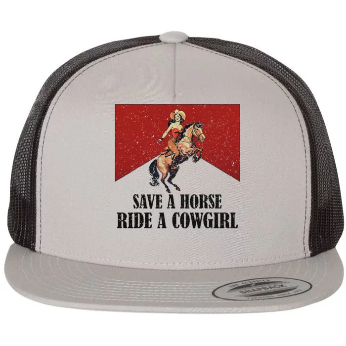 Western Lesbian Pride Save A Horse Ride A Cowgirl Flat Bill Trucker Hat