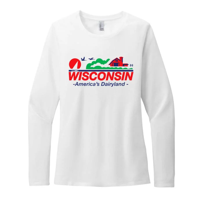 Wisconsin License Plate Americas Dairyland Womens CVC Long Sleeve Shirt