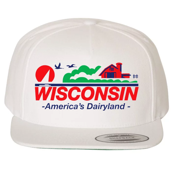 Wisconsin License Plate Americas Dairyland Wool Snapback Cap