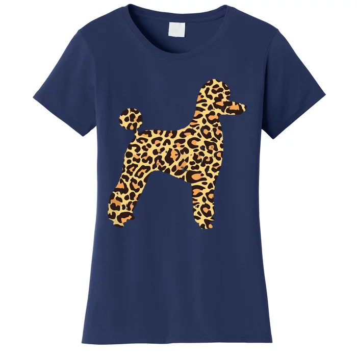 Womens Leopard Print Poodle Pet Dog Owner Lover Girls Women Gift Women's T-Shirt