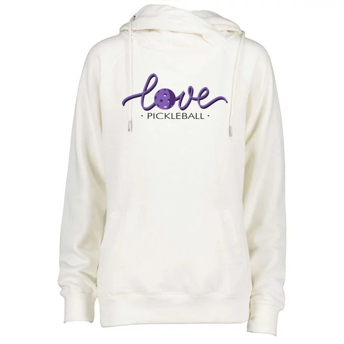 Wo Love Pickleball Pickleball Womens Funnel Neck Pullover Hood