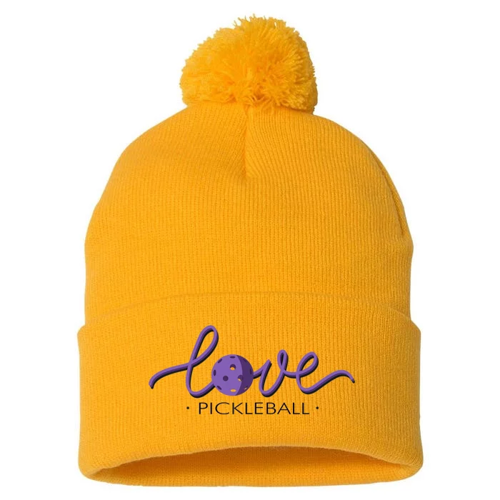 Wo Love Pickleball Pickleball Pom Pom 12in Knit Beanie