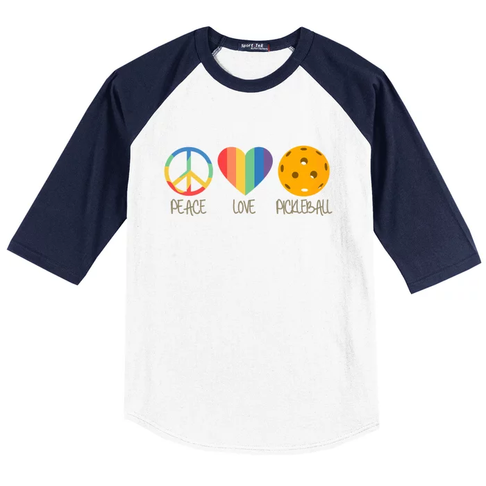 Women Love Peace Love Pickleball Baseball Sleeve Shirt