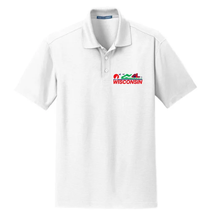 Wisconsin License Plate Dry Zone Grid Performance Polo