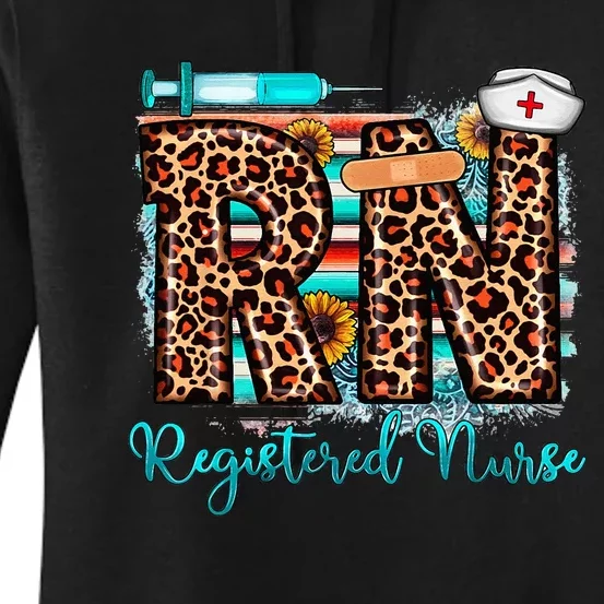 Western Leopard Print RN Registered Nurse Gifts Sunflowers Women's Pullover Hoodie