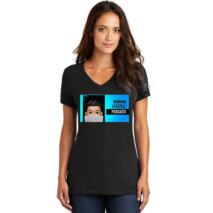 Winning Lifestyle Podcasts Women's V-Neck T-Shirt