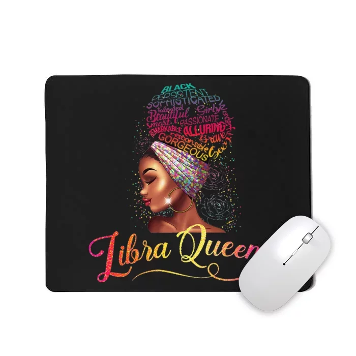 Wo Libra Queen Afro Wo September October Melanin Birthday Mousepad