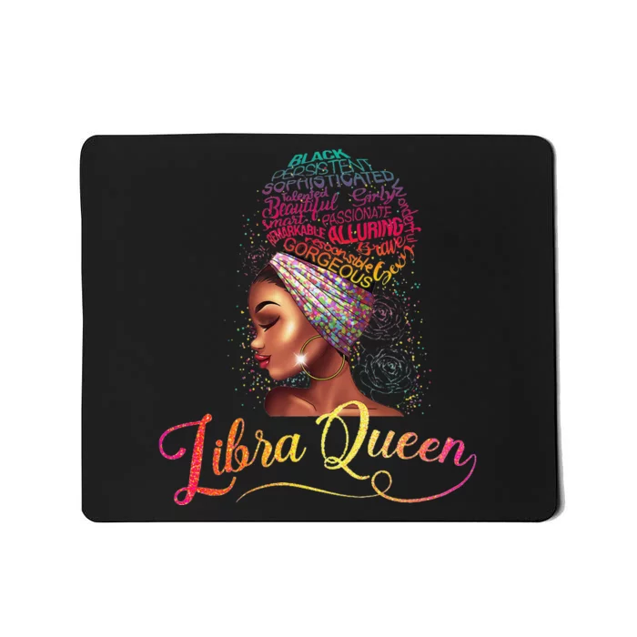 Wo Libra Queen Afro Wo September October Melanin Birthday Mousepad