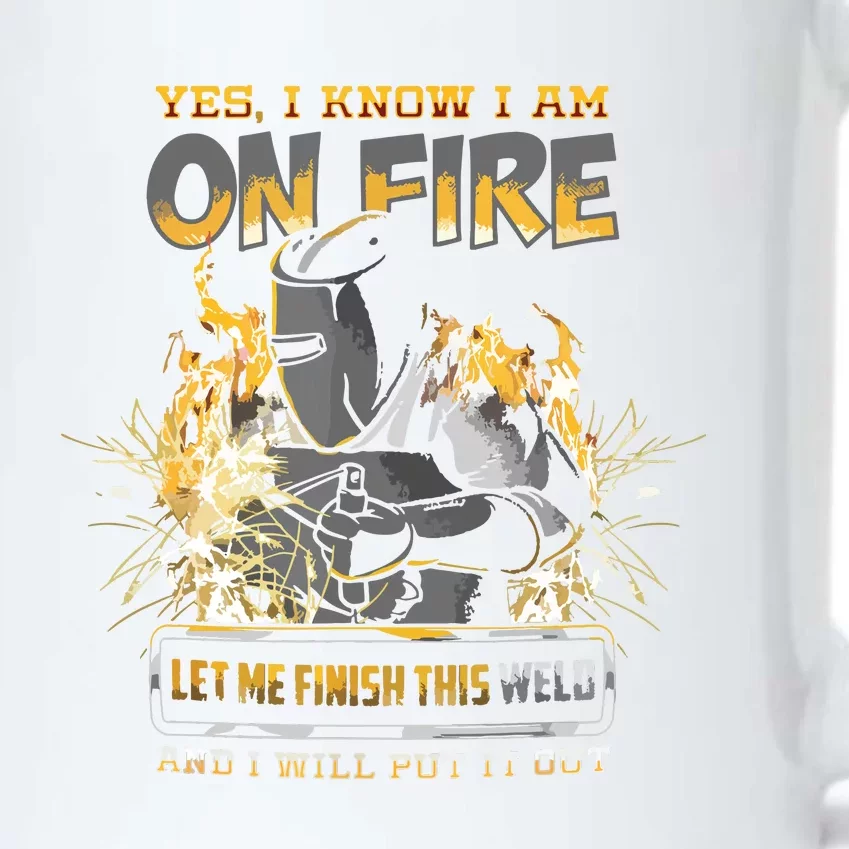 Welder Long Sleeve I Know I'm On Fire Funny Black Color Changing Mug